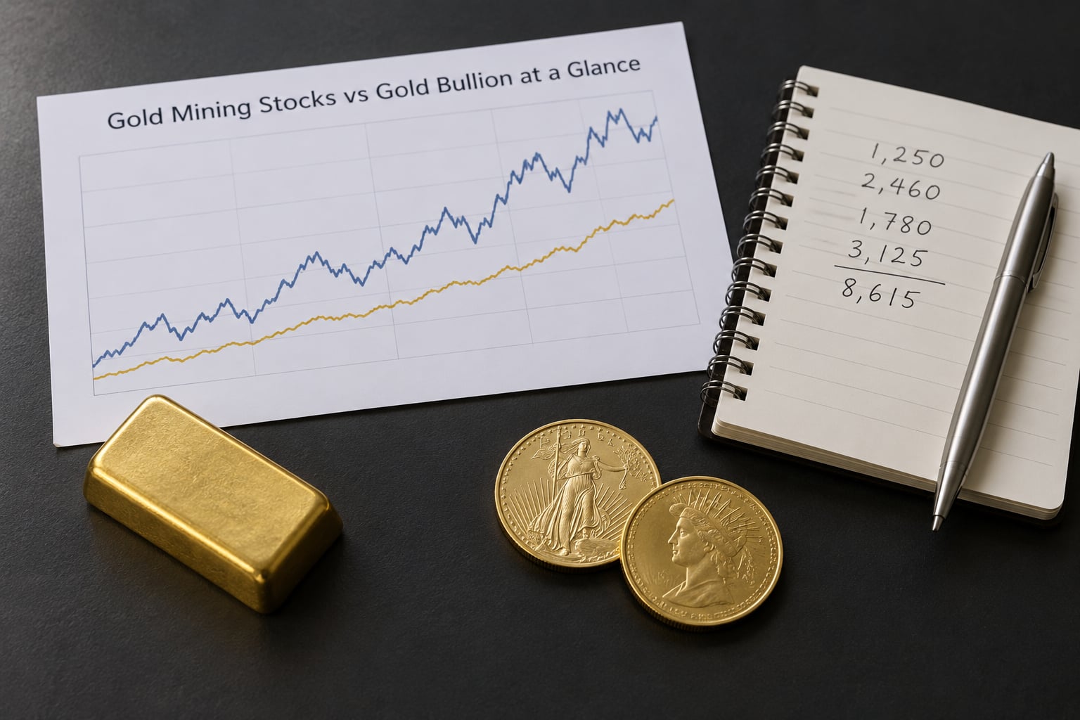 Gold Mining Stocks vs Gold Bullion at a Glance