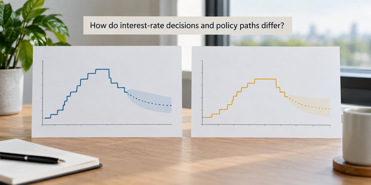 How do interest-rate decisions and policy paths differ?