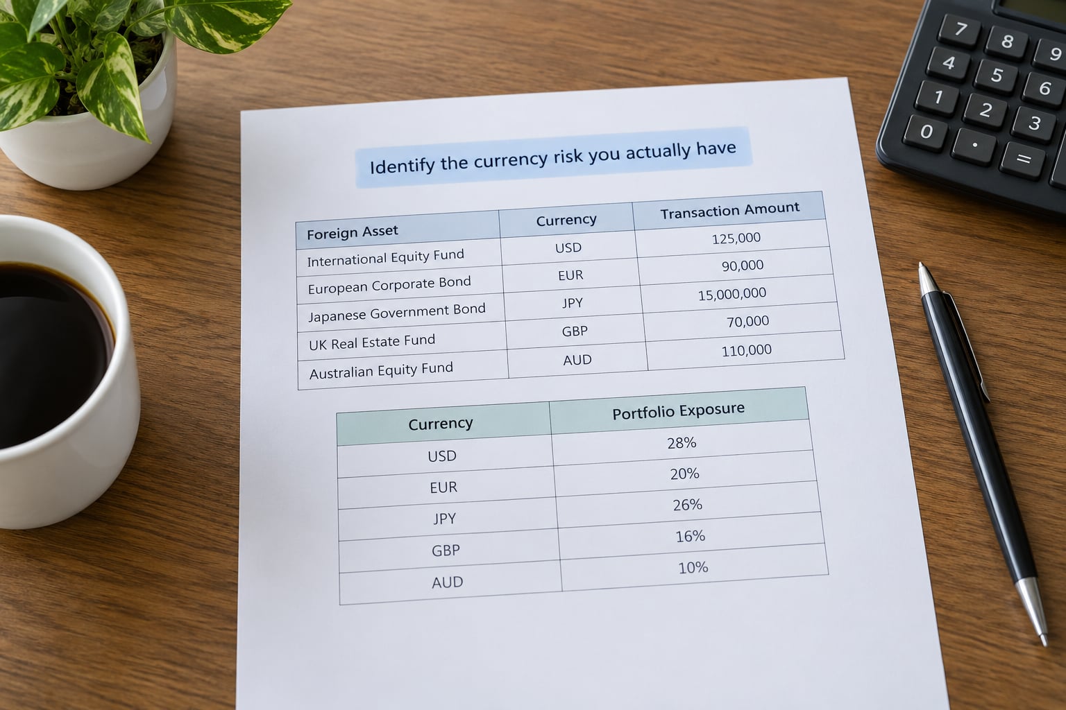 Identify the currency risk you actually have