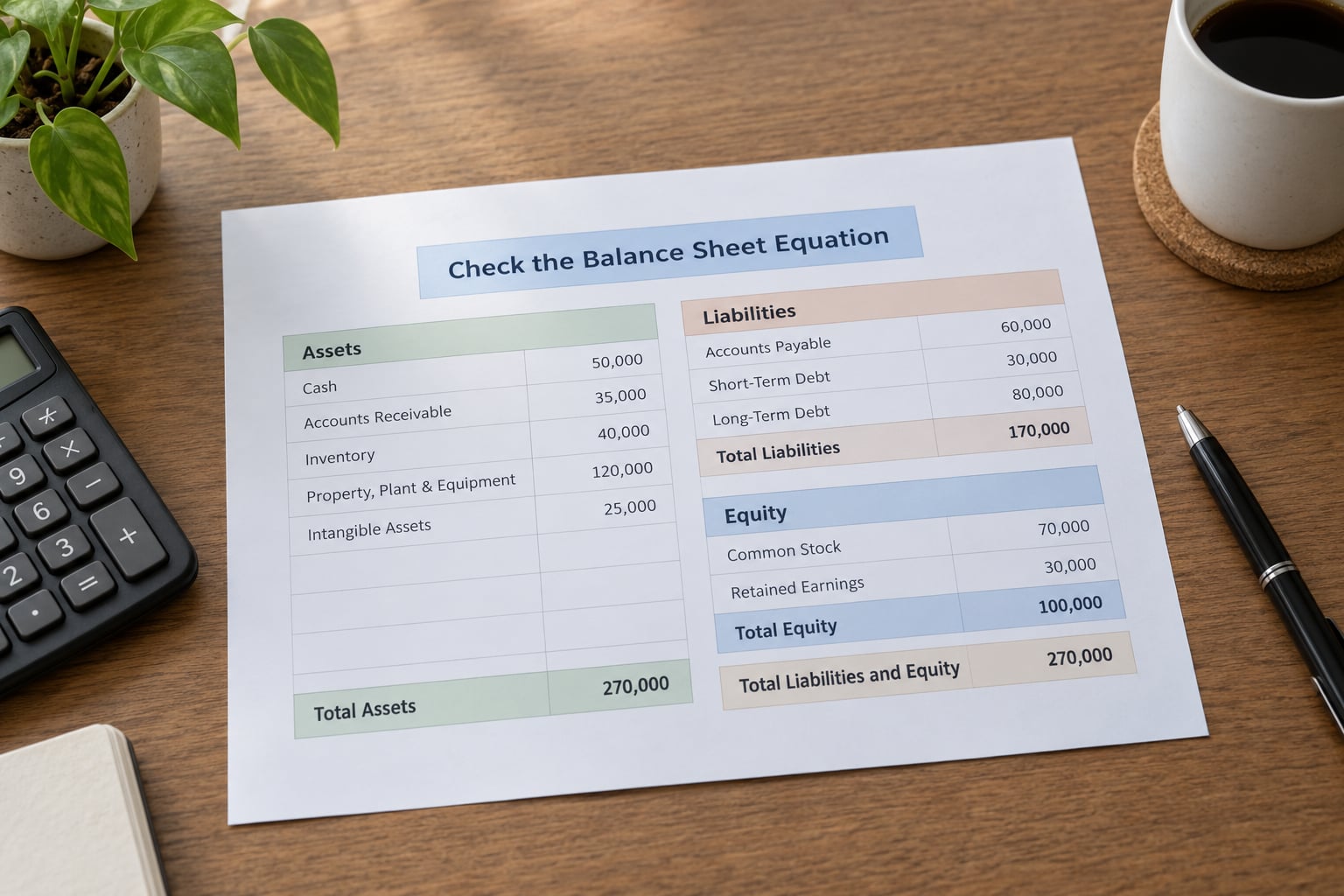 Check the Balance Sheet Equation